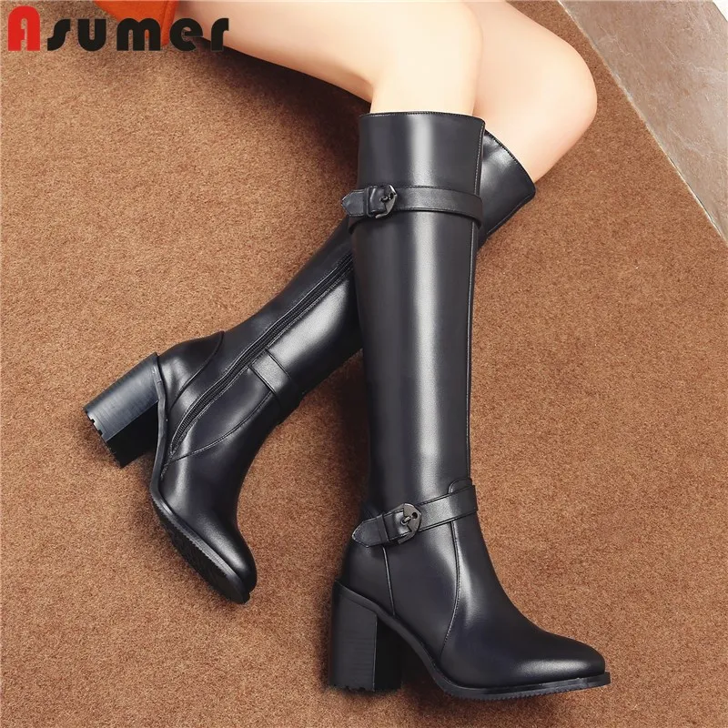 Asumer Size 34-45 New Women Boots Zip Rivets Punk Knee High Boots Winter Square Heels Ladies Black Motorcycle Boots
Asumer Size 34-45 New Women Boots Zip Rivets Punk Knee High Boots Winter Square Heels Ladies Black Motorcycle Boots