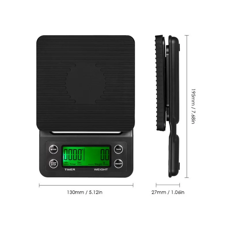 LCD Display 3kg/5kg 0.1g High Precision Digital Electronic Scale Measuring Tool Kitchen Scale Drip Coffee Scale with Timer
LCD Display 3kg/5kg 0.1g High Precision Digital Electronic Scale Measuring Tool Kitchen Scale Drip Coffee Scale with Timer