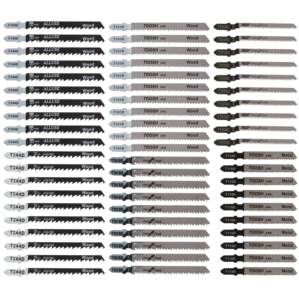 60 Pcs Jig Saw Blades T-Shank Jigsaw Blades Metal Wood Assorted Blades Woodworking T118A/T118B/T101AO/T101B/T101BR/T144/T244
60 Pcs Jig Saw Blades T-Shank Jigsaw Blades Metal Wood Assorted Blades Woodworking T118A/T118B/T101AO/T101B/T101BR/T144/T244