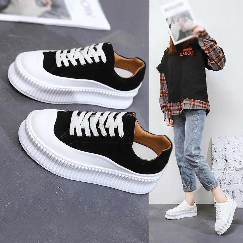 Women's Platform Sneakers, Casual White Sports Shoes, Korean Style Ulzzang Low-tops Lace-ups
Women's Platform Sneakers, Casual White Sports Shoes, Korean Style Ulzzang Low-tops Lace-ups