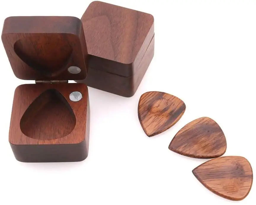 Solid Wood Guitar Pick Box Black Walnut Case Holder Organizer for Guitarist Musician Gift 3 picks
Solid Wood Guitar Pick Box Black Walnut Case Holder Organizer for Guitarist Musician Gift 3 picks