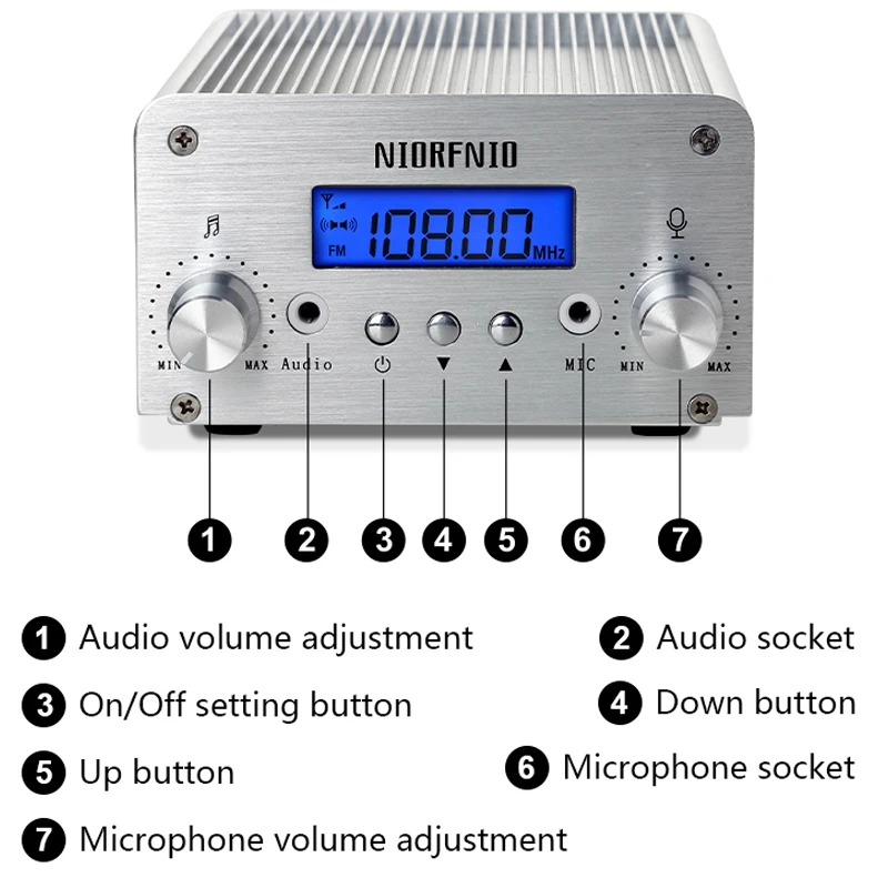 NIORFNIO 1W/6W PLL FM Transmitter Radio Bluetooth Wireless Broadcast with Antenna Car Theater Campus Broadcast US Plug
NIORFNIO 1W/6W PLL FM Transmitter Radio Bluetooth Wireless Broadcast with Antenna Car Theater Campus Broadcast US Plug
