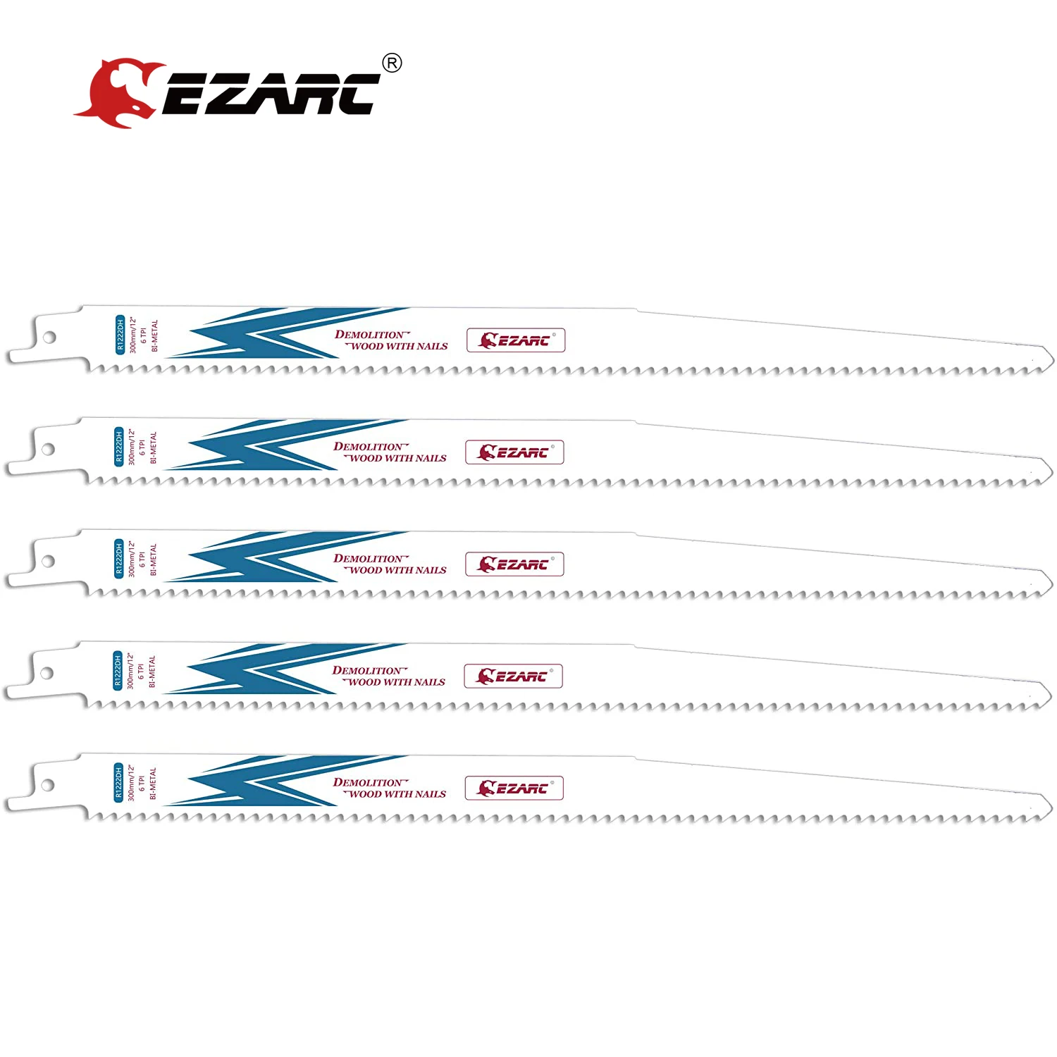 EZARC 5Pcs Reciprocating Saw Blade Bi-Metal Cobalt Sabre Saw Blades for Wood Demolition 6 9 12-Inch 6TPI R622DH R922DH R1222DH
EZARC 5Pcs Reciprocating Saw Blade Bi-Metal Cobalt Sabre Saw Blades for Wood Demolition 6 9 12-Inch 6TPI R622DH R922DH R1222DH