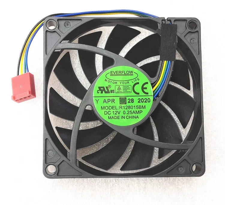 

R128015BM 80mm 8cm PWM Mute Quiet Case Fan for EVERFLOW 8015 4-Wire Speed Regulation Dual Ball Bearing DC 12V 0.25A