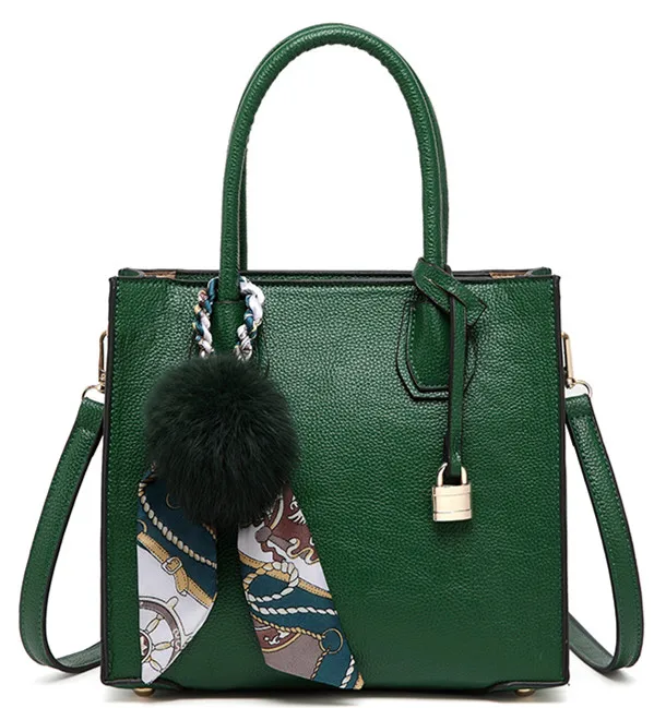 

Women Handbag Satchel of Famous Brands Leather Shoulder Bag Luxury Designer Women Totes Crossbody Bags with Fur Ball