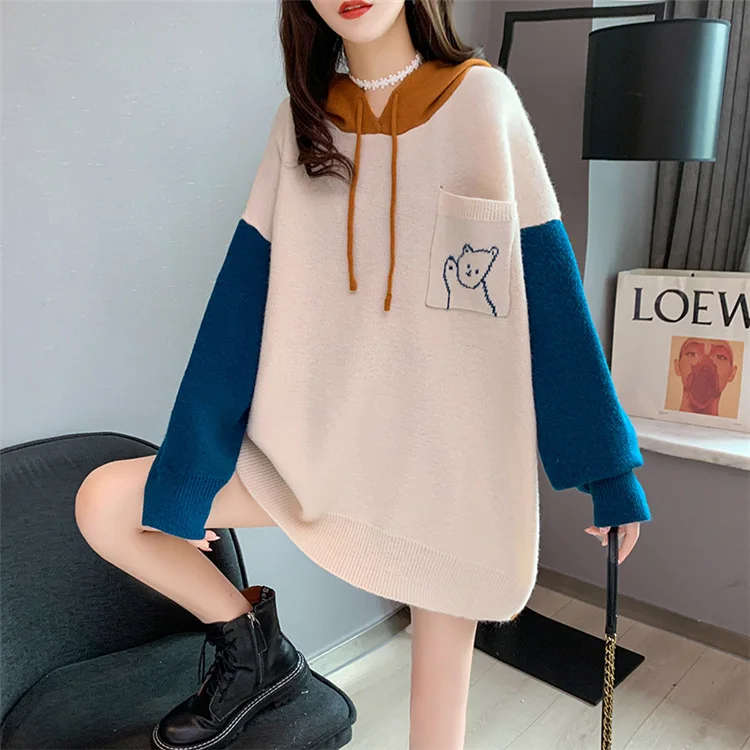 Korean version of leisure cartoon hooded sweater female autumn winter new style bear knit coat spell color clothing
Korean version of leisure cartoon hooded sweater female autumn winter new style bear knit coat spell color clothing