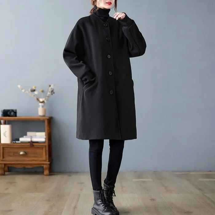 CMAZ 2021 Autumn Winter Thick Coats for Women 2021 New Winter Clothes Loose round Neck Single-Breasted Woolen Coat for Plump Gir
CMAZ 2021 Autumn Winter Thick Coats for Women 2021 New Winter Clothes Loose round Neck Single-Breasted Woolen Coat for Plump Gir