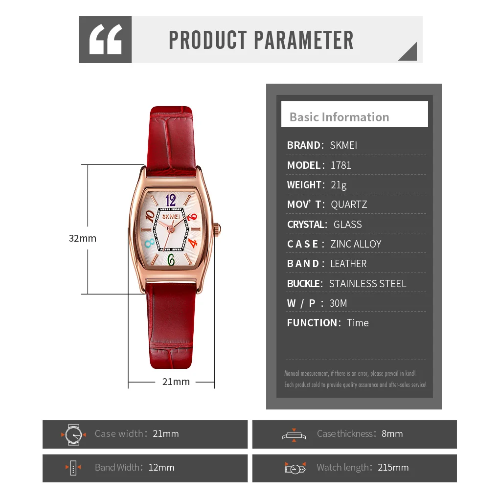 SKMEI Classic Quartz Watch For Women Fashion Rectangle Womens Wristwatch Bracelet Leather Band Female Watches reloj mujer 1781
SKMEI Classic Quartz Watch For Women Fashion Rectangle Womens Wristwatch Bracelet Leather Band Female Watches reloj mujer 1781