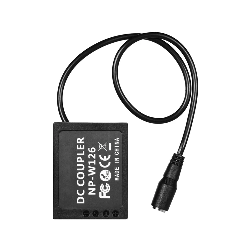 D-Tap to NP-W126 Dummy Battery Pack DC Coupler Adapter for Fuji Cameras X-A1/X-A2/X-A3/X-E1/X-E2/X-M1/X-Pro/X-T1/X-T2
