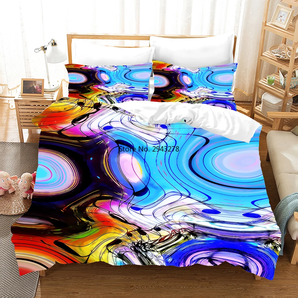 

3D Printed Duvet Cover Sets Colorful Fantasy Pattern Gold Gilding Comforter 2/3pcs Bedding Set for Adults Linens Twin Full Queen