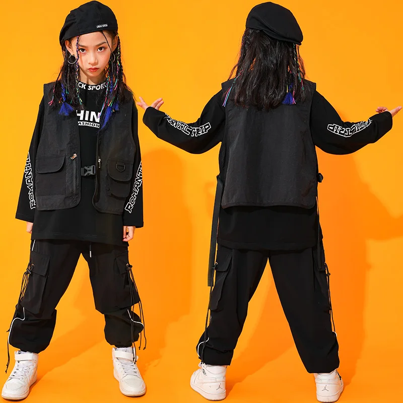 Children Ballroom Hip-Hop Street Dance Clothing Black Suit Vest Pants For Girls Modern Jazz Performance Wear Rave Costume
Children Ballroom Hip-Hop Street Dance Clothing Black Suit Vest Pants For Girls Modern Jazz Performance Wear Rave Costume