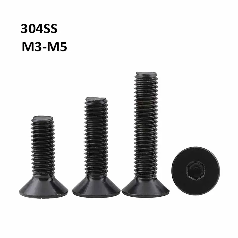 Black 304 Stainless Steel Countersunk Head Hex Socket Screws Flat Hexagon Bolts DIN7991 M3 M4 M5
Black 304 Stainless Steel Countersunk Head Hex Socket Screws Flat Hexagon Bolts DIN7991 M3 M4 M5