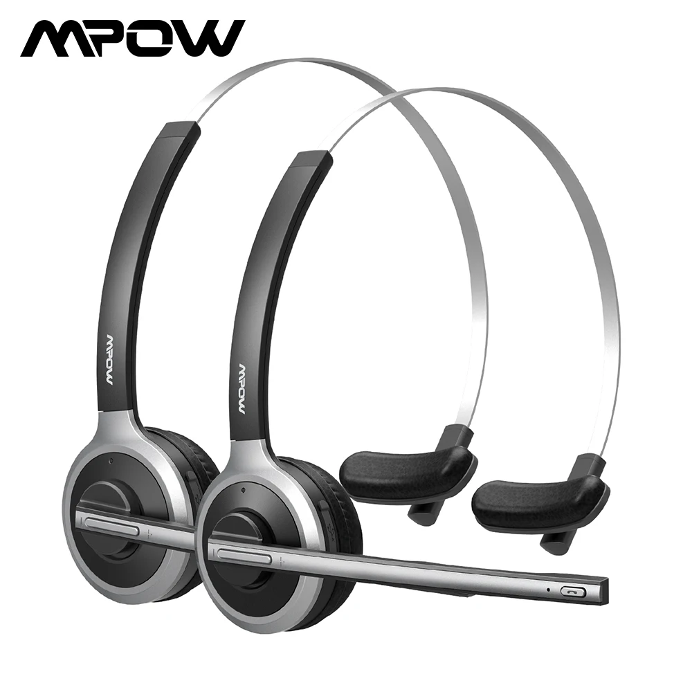 

2 Pack Mpow M5 Bluetooth Headsets Over Ear Wireless Headphones With Crystal Clear Microphone For Truckers/Drivers/Calling Center