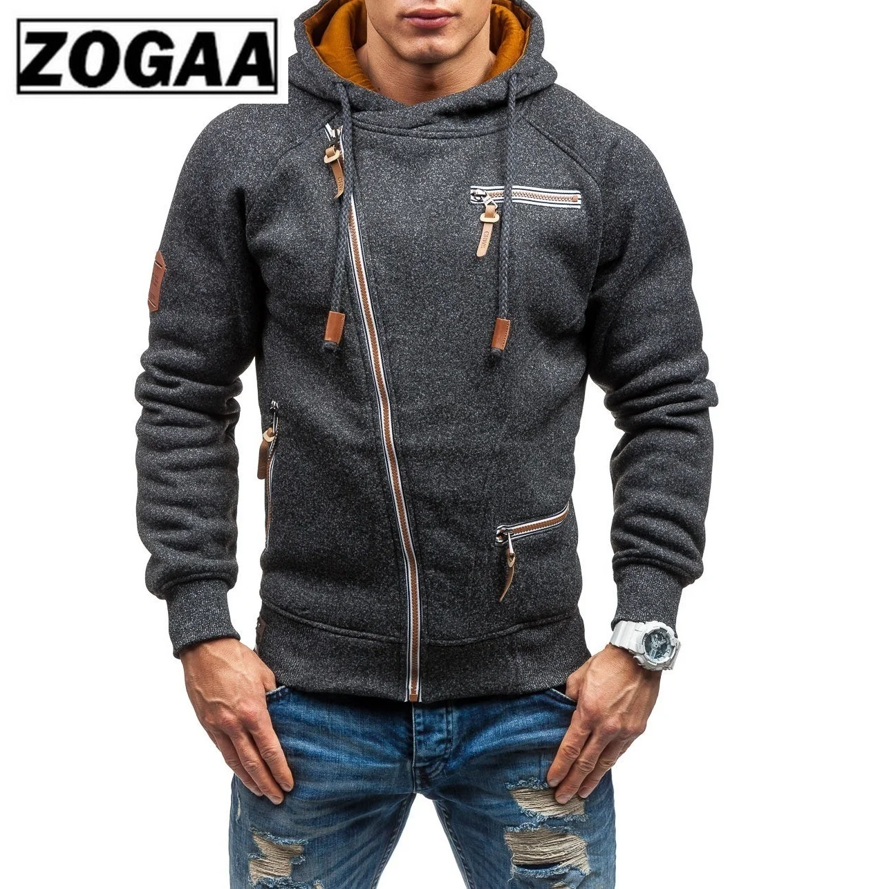 Мужская однотонная толстовка с капюшоном ZOGAA, Повседневная Толстовка с длинным рукавом и Диагональной молнией, с карманами
Мужская однотонная толстовка с капюшоном ZOGAA, Повседневная Толстовка с длинным рукавом и Диагональной молнией, с карманами