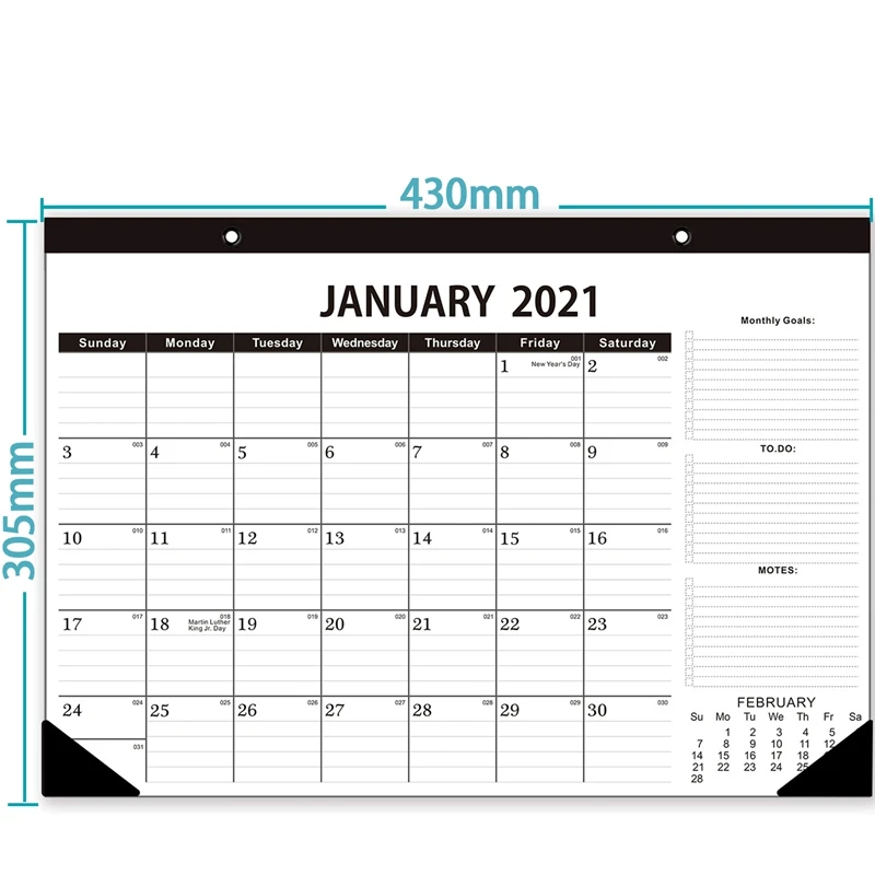 2021 Desk Calendar 18 Months Monthly Planner Memo Daily Agenda Office