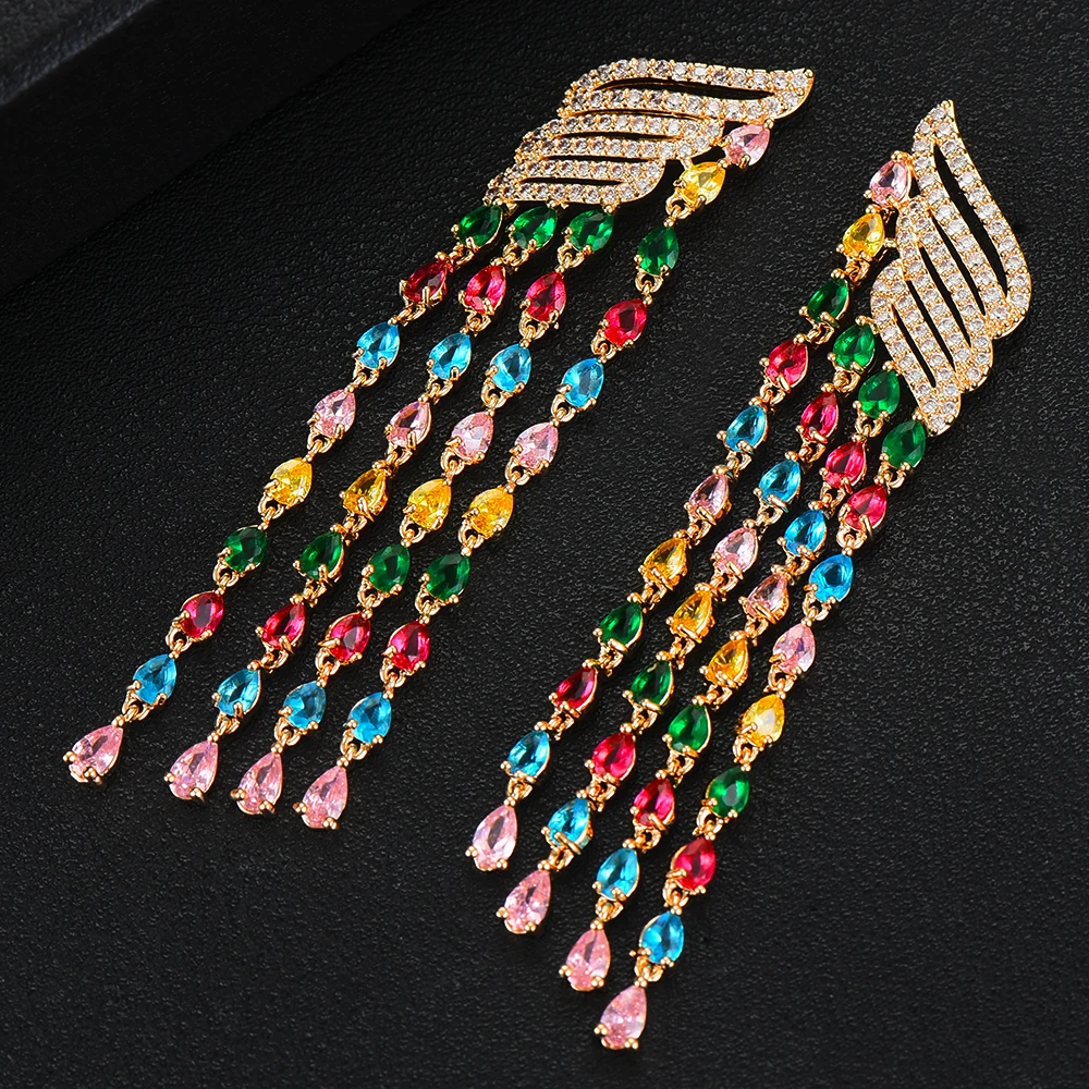 GODKI Long Tassel Drops Charms 2019 Trendy Full AAA Cubic Zircon CZ Engagement Party African Dress Earring Fashion Jewelry Women | Украшения