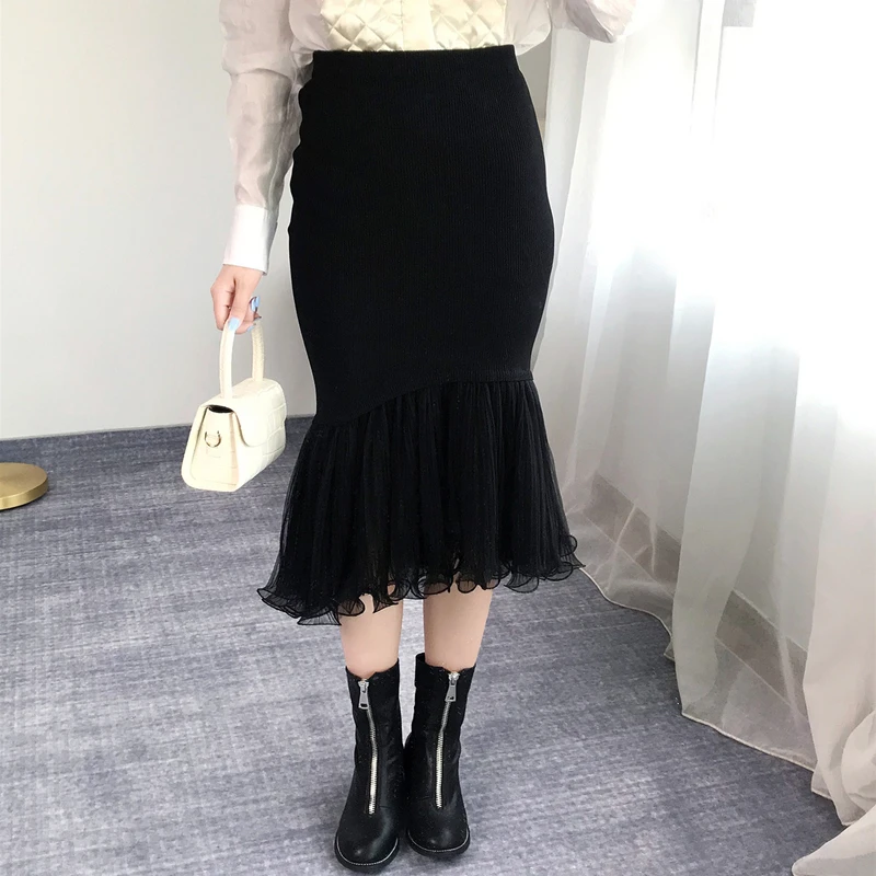 Women Skirt Slim Fit High Waist Dot Mesh Ruffles Knitted Mermaid Bottom Trumpet Skirt Bodycon Spring Summer
Women Skirt Slim Fit High Waist Dot Mesh Ruffles Knitted Mermaid Bottom Trumpet Skirt Bodycon Spring Summer