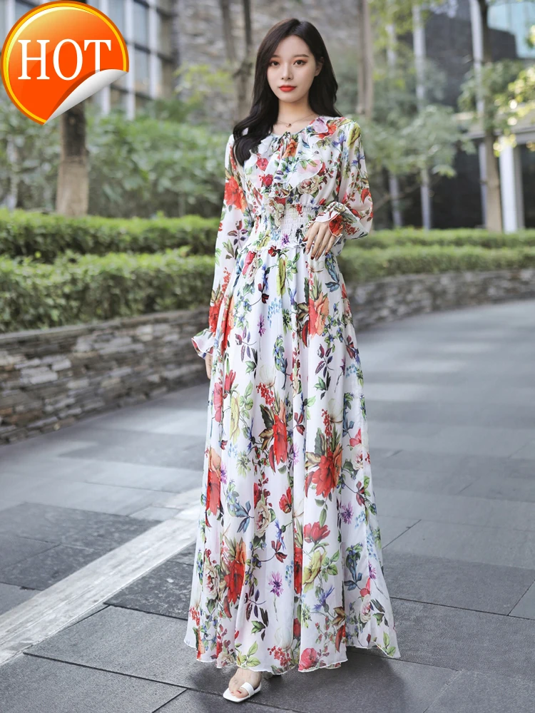 Dress long sleeve long ankle floral holiday slim beach desert travel beach skirt
Dress long sleeve long ankle floral holiday slim beach desert travel beach skirt