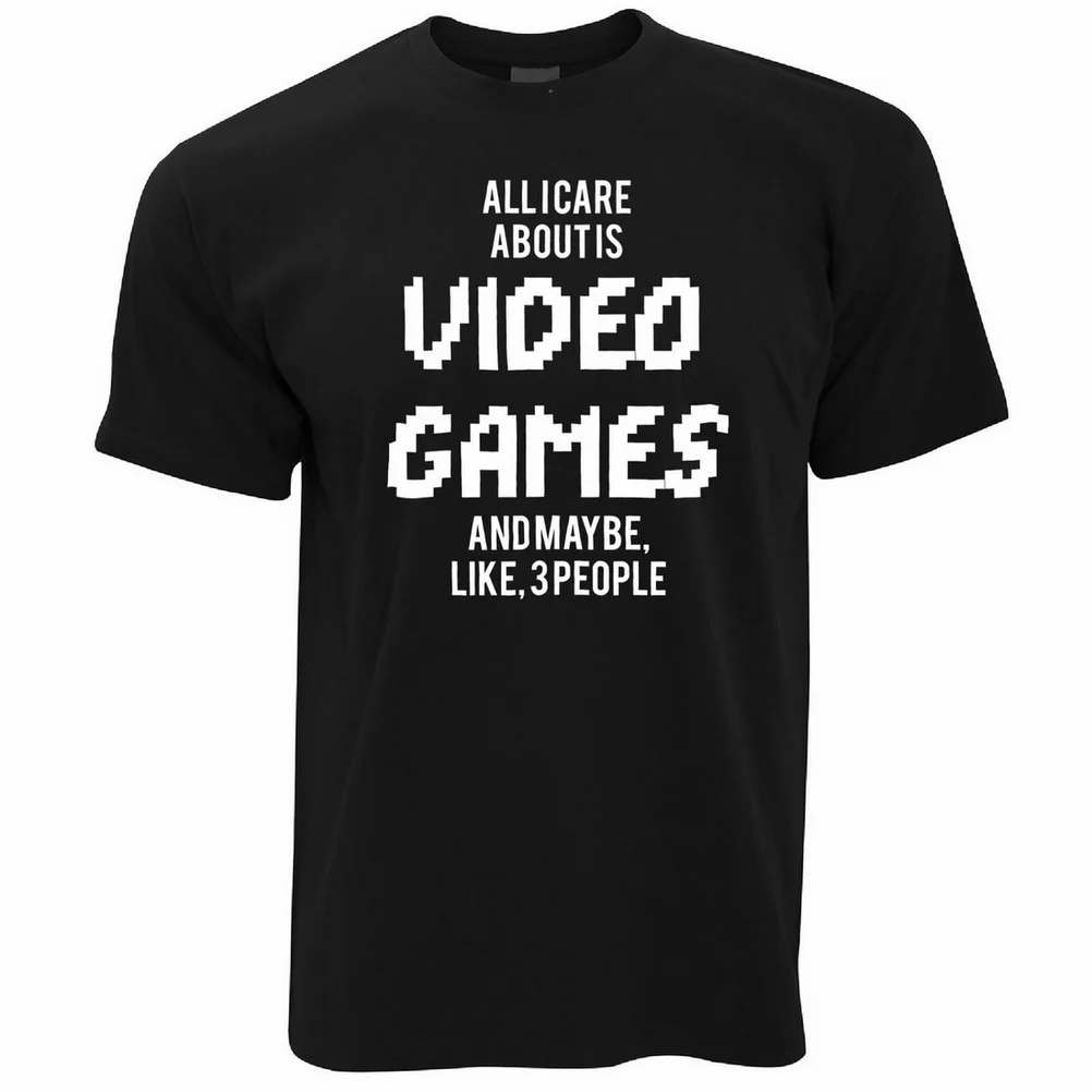Футболка с надписью All I Care About Is Games And 3 People Video PC Nerd Geek Plus Size|Мужские футболки| |