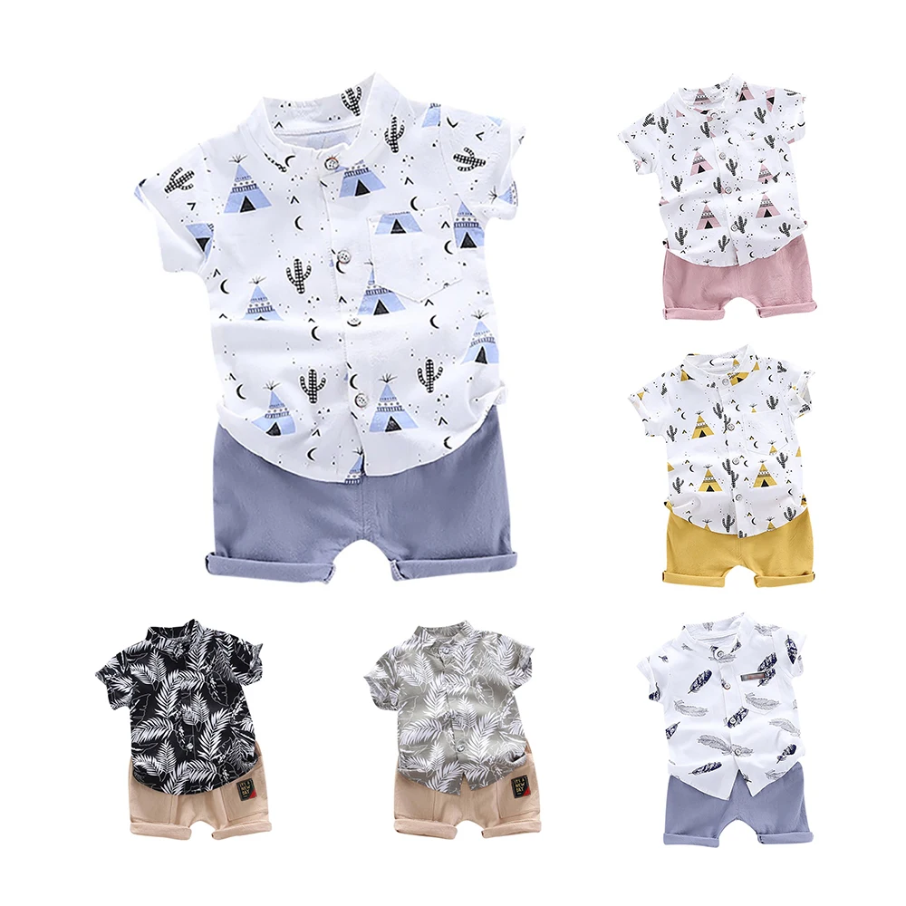 Wholesale Summer Baby Boy Clothes Sets Cartoon T-shirt Short Sleeve Leaves Pattern Casual Shirts Toddler Children Tracksuit
Wholesale Summer Baby Boy Clothes Sets Cartoon T-shirt Short Sleeve Leaves Pattern Casual Shirts Toddler Children Tracksuit