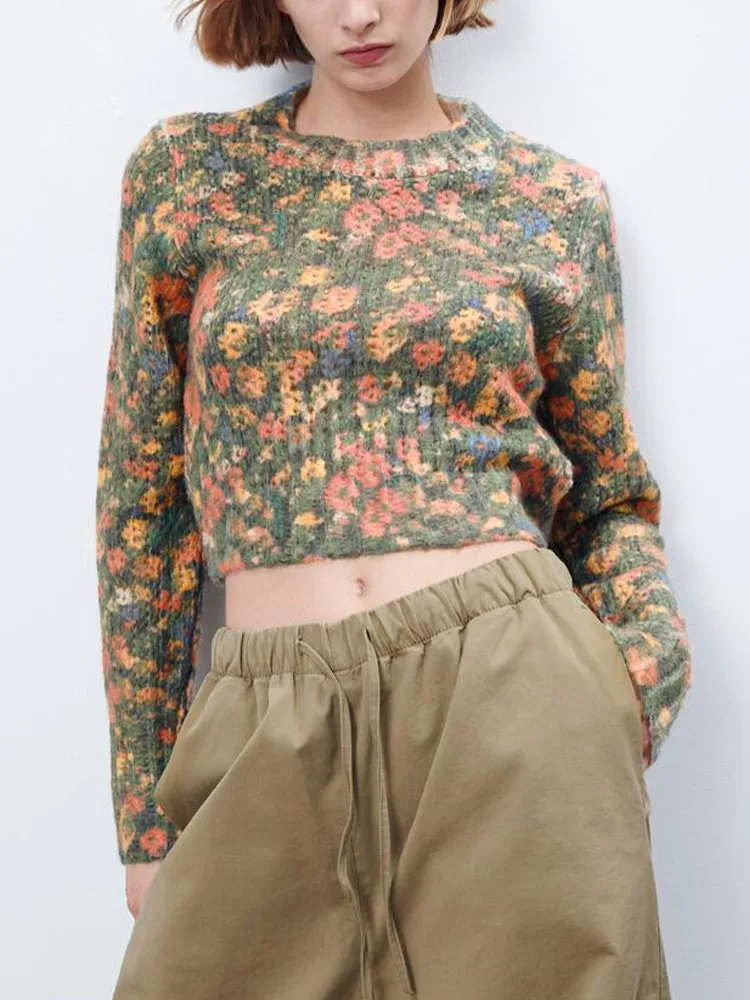 ZA autumn and winter new women's retro pastoral floral pattern sweet temperament long-sleeved round neck sweater
ZA autumn and winter new women's retro pastoral floral pattern sweet temperament long-sleeved round neck sweater