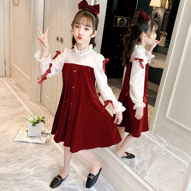 Girl Dresses Bowknot Spring Autumn Girls Child Dress Patchwork Children Long Sleeve Dress Girl's Costumes Kids Casual Style
Girl Dresses Bowknot Spring Autumn Girls Child Dress Patchwork Children Long Sleeve Dress Girl's Costumes Kids Casual Style