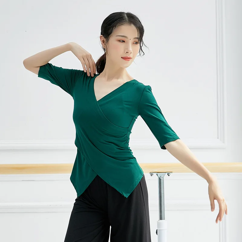 2021 Yoga Tshirt Women's V Neck Cross-Neck Long-Sleeved Latin Casual Dance Tops Modern Dance Yoga Clothes Sportswear Female
2021 Yoga Tshirt Women's V Neck Cross-Neck Long-Sleeved Latin Casual Dance Tops Modern Dance Yoga Clothes Sportswear Female