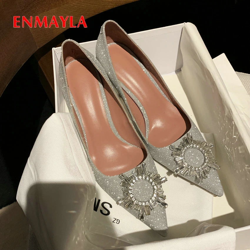 ENMAYLA Pointed Toe High Heels Basic 2020 Wedding Shoes Sequined Cloth Thin Heels Mature Bling Crystal Womens Shoes Size 34-39
ENMAYLA Pointed Toe High Heels Basic 2020 Wedding Shoes Sequined Cloth Thin Heels Mature Bling Crystal Womens Shoes Size 34-39