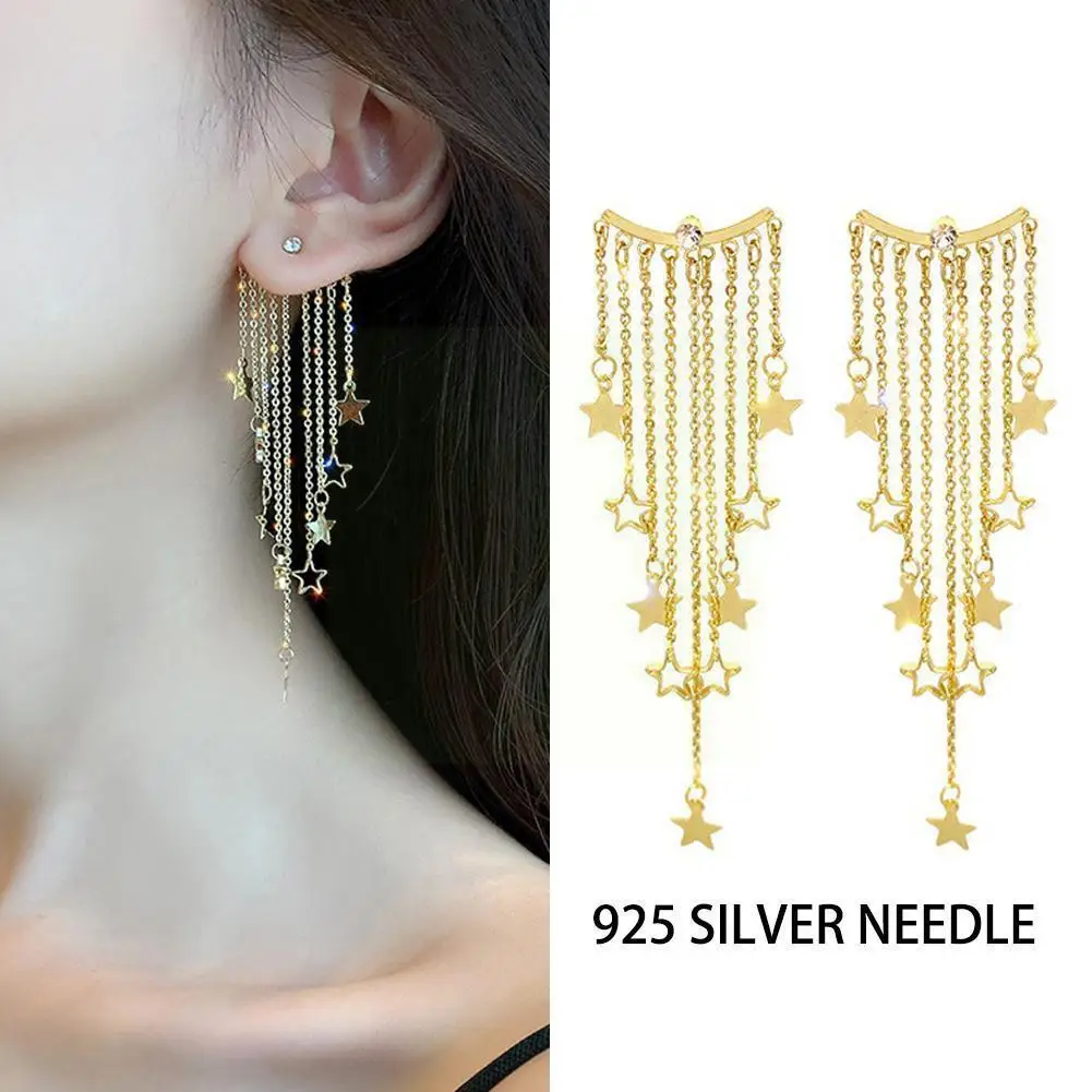 Luxury Long Star Tassel Earrings 925 Sliver Stud Long Drop Earrings Gold Color Fashion Long Dangle Earrings For Women Weddi Z6c1
Luxury Long Star Tassel Earrings 925 Sliver Stud Long Drop Earrings Gold Color Fashion Long Dangle Earrings For Women Weddi Z6c1