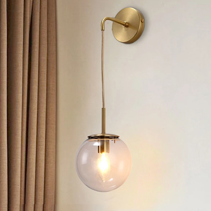 Golden Retro Glass Ball Wall Light Nordic Bedroom Bedside Wall Lamp Aisle Corridor Bathroom Mirror Pub Cafe Wall Light
Golden Retro Glass Ball Wall Light Nordic Bedroom Bedside Wall Lamp Aisle Corridor Bathroom Mirror Pub Cafe Wall Light