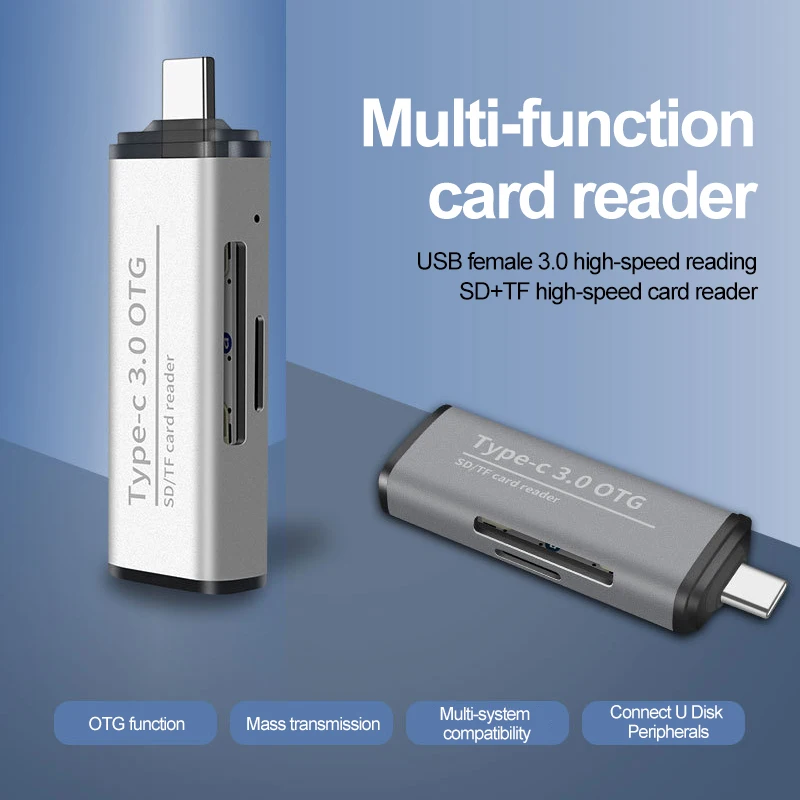 Type-C Многофункциональный кардридер usb Высокоскоростной кардридер OTG адаптер Поддержка SD/TF карт
Type-C Многофункциональный кардридер usb Высокоскоростной кардридер OTG адаптер Поддержка SD/TF карт