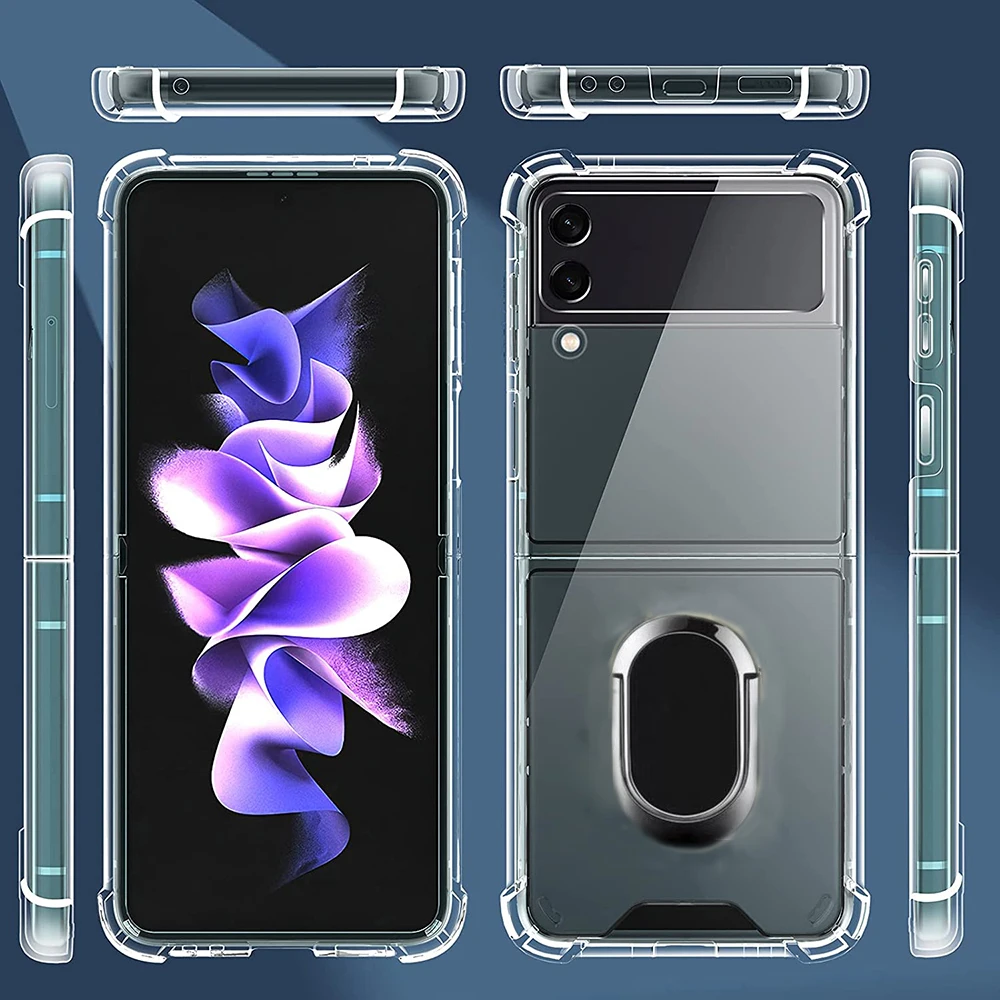 Ring Holder Case for Z Flip 3 5G Reinforced Corners Soft TPU Airbag Shockproof Cover For Samsung Galaxy Z Flip3
Ring Holder Case for Z Flip 3 5G Reinforced Corners Soft TPU Airbag Shockproof Cover For Samsung Galaxy Z Flip3