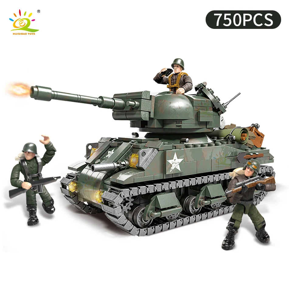HUIQIBAO 750Pcs WW2 M4 Medium Tank Military Model Building Blocks Boys DIY Army Attack Weapons Bricks City Figures Toys Children
HUIQIBAO 750Pcs WW2 M4 Medium Tank Military Model Building Blocks Boys DIY Army Attack Weapons Bricks City Figures Toys Children
