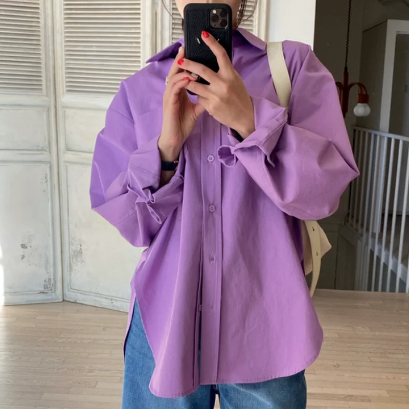 Spring New Long Sleeve Cotton Blouse Women Single-breasted Loose Women Shirt Full Sleeve Solid Female Blouses Blusas Femme 18243 
Spring New Long Sleeve Cotton Blouse Women Single-breasted Loose Women Shirt Full Sleeve Solid Female Blouses Blusas Femme 18243
