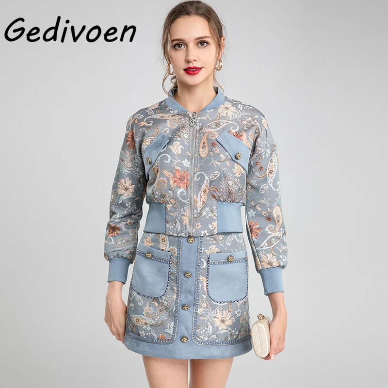 Gedivoen Runway Designer Autumn Winter Vintage Jacquard Skirt Suit Women's Long Sleeve Jackets + Button A-Line Mini Skirt Sets
Gedivoen Runway Designer Autumn Winter Vintage Jacquard Skirt Suit Women's Long Sleeve Jackets + Button A-Line Mini Skirt Sets