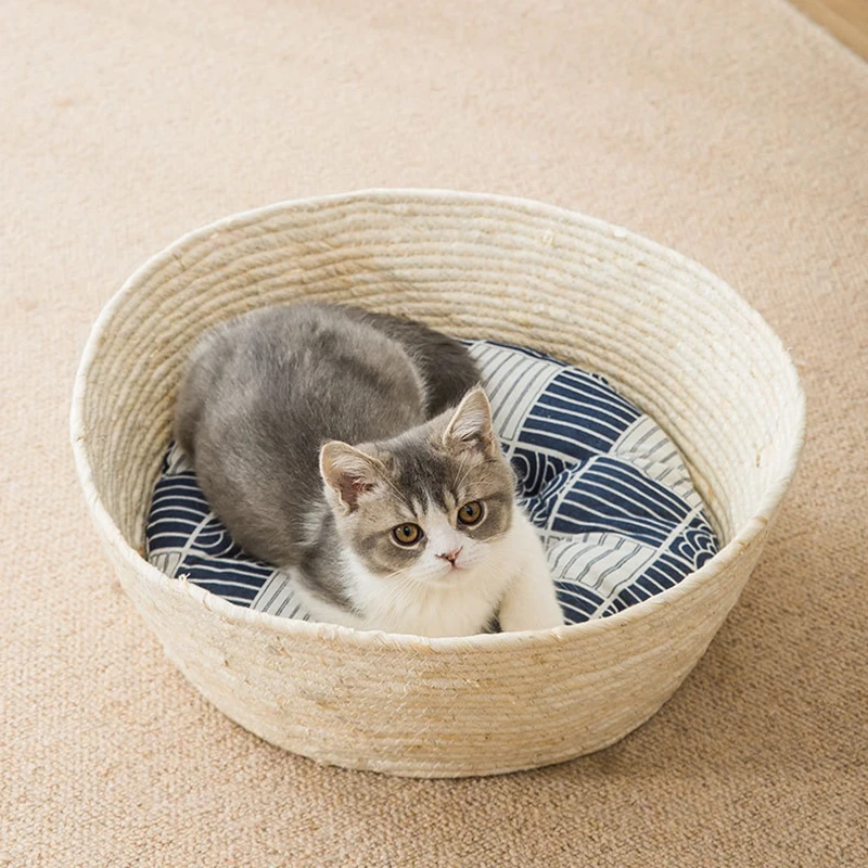 Straw Cat Bed Pet Round Small Kennel Dog Sofa Comfortable Sleeping Pad Hand Made Cats Nest Available In All Seasons Pet Supplies
Straw Cat Bed Pet Round Small Kennel Dog Sofa Comfortable Sleeping Pad Hand Made Cats Nest Available In All Seasons Pet Supplies