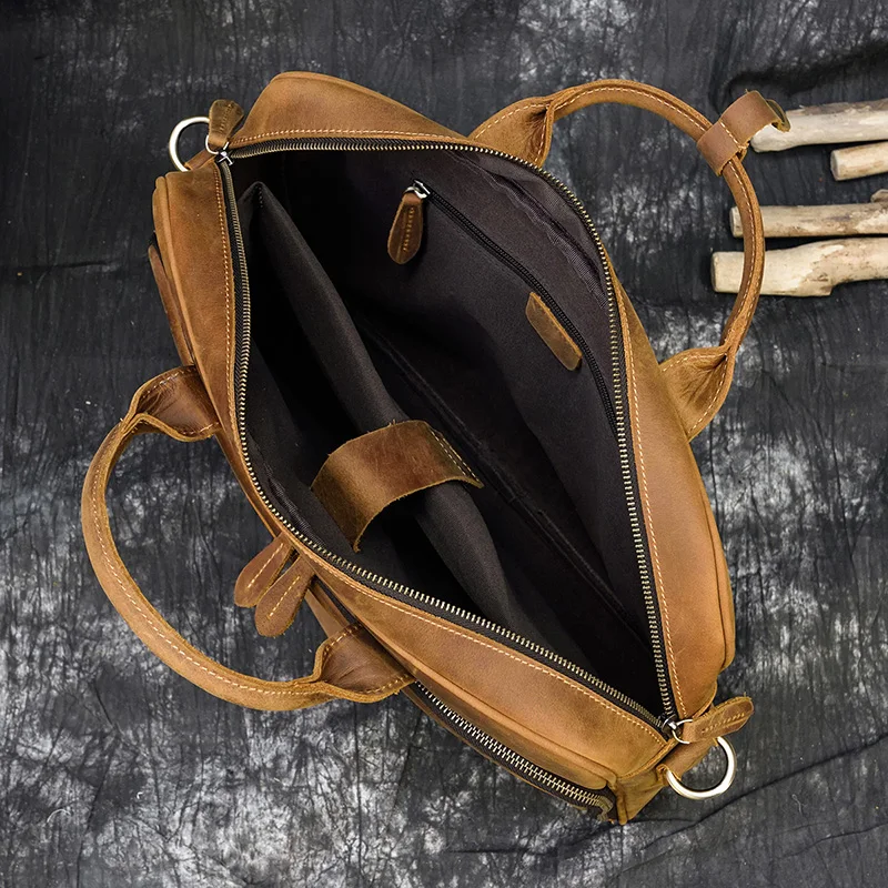 Vintage Handmade Natural Crazy Horse Leather Men Briefcase Genuine Leather 15.6" Laptop Bag
Vintage Handmade Natural Crazy Horse Leather Men Briefcase Genuine Leather 15.6" Laptop Bag