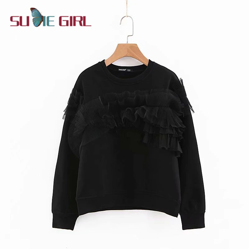 SUDIE Girl Fashion women's pleated decoration all-match loose long-sleeve pullover Clothes without hats round neck
SUDIE Girl Fashion women's pleated decoration all-match loose long-sleeve pullover Clothes without hats round neck