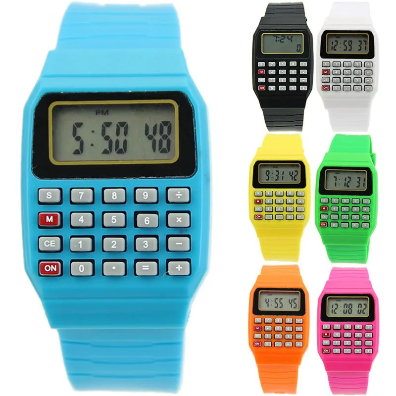 Детский электронный калькулятор силиконовые наручные часы с многоцелевой