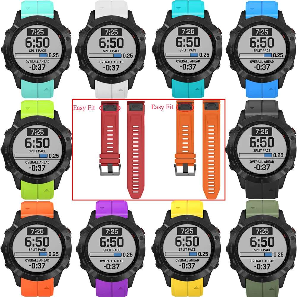 26mm Sport Silicone Watchband Wriststrap for Garmin Fenix 5X 5 5S Plus 20 22mm Easy Fit Quick Release wirstband
26mm Sport Silicone Watchband Wriststrap for Garmin Fenix 5X 5 5S Plus 20 22mm Easy Fit Quick Release wirstband