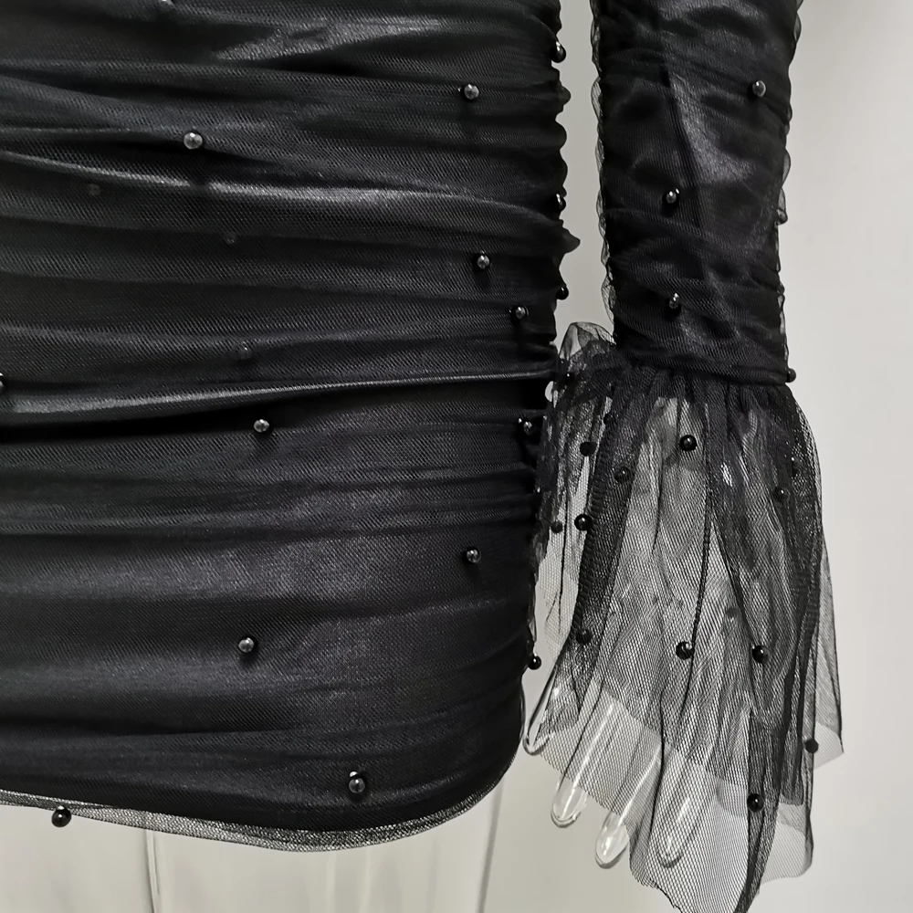 Lofrcy Chic Little Black Puff Sleeve Pearl One-Shoulder Mini Dress Slightly Stretchy Mesh Ruched Long Sleeve Slim Bodycon Dress
Lofrcy Chic Little Black Puff Sleeve Pearl One-Shoulder Mini Dress Slightly Stretchy Mesh Ruched Long Sleeve Slim Bodycon Dress