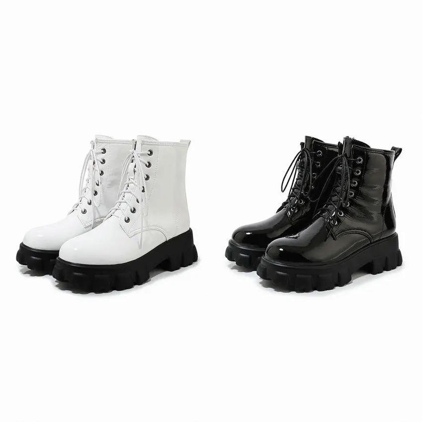 Fanyuan PU Leather Round Toe Fashion Platform Women Shoes Square Heel Lace Up Autumn Winter Casual Ankle Boots Big Size 32-46
Fanyuan PU Leather Round Toe Fashion Platform Women Shoes Square Heel Lace Up Autumn Winter Casual Ankle Boots Big Size 32-46