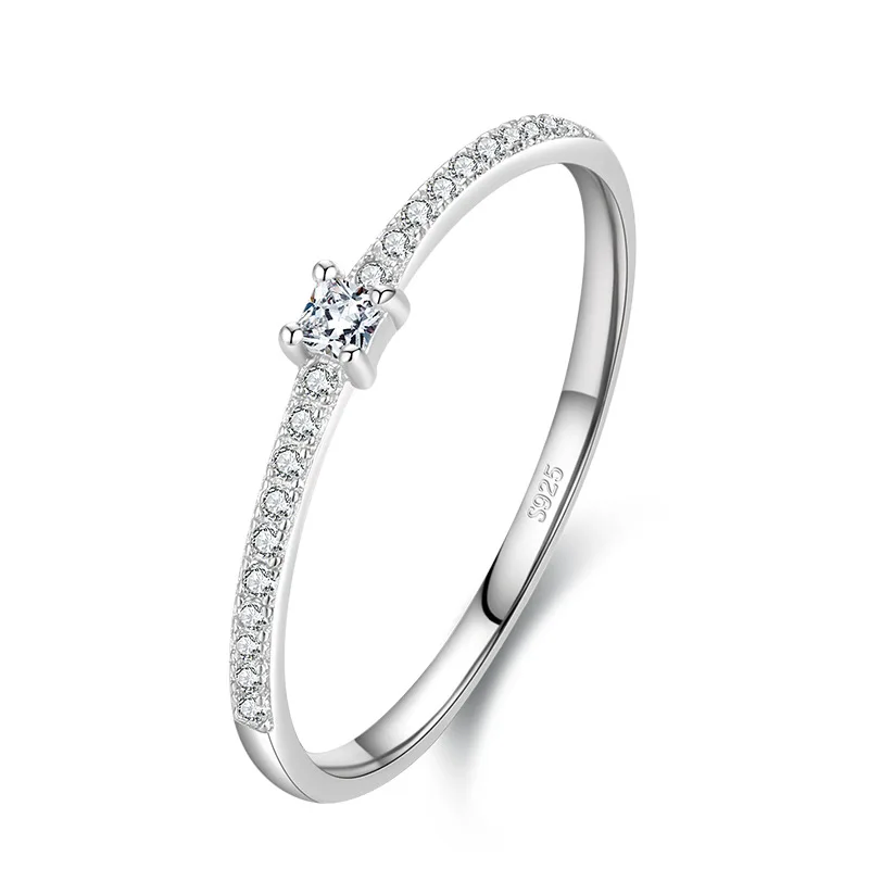 

Оригинальное искусственное серебро, простое тонкое кольцо с микрозакрепкой, изящные циркониевые кольца на палец для женщин, Изящные Ювелир...
