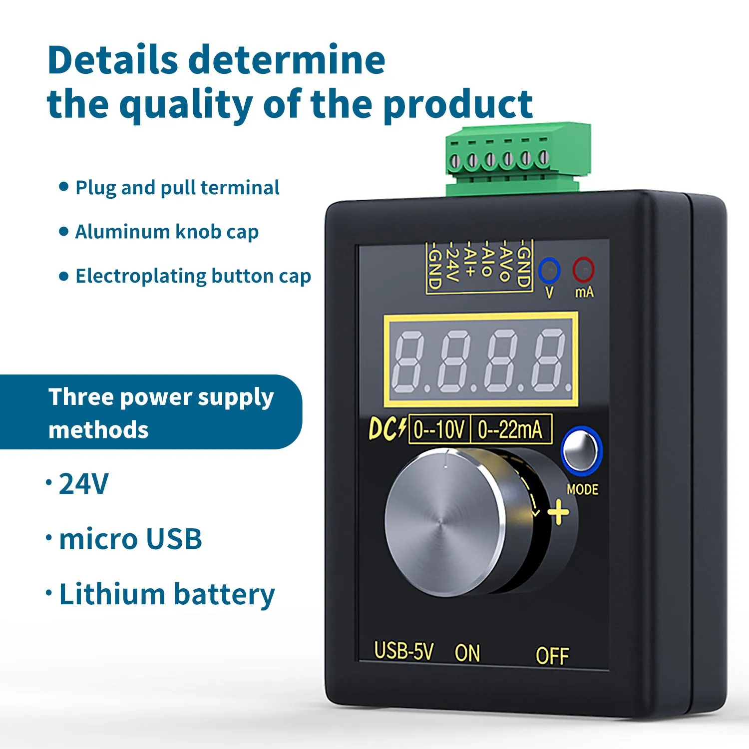 Voltage and Current Generator Portable 0-10V / 0-4-20mA Analog Voltage Current Signal Generator Debugging Calibrator Tester
Voltage and Current Generator Portable 0-10V / 0-4-20mA Analog Voltage Current Signal Generator Debugging Calibrator Tester