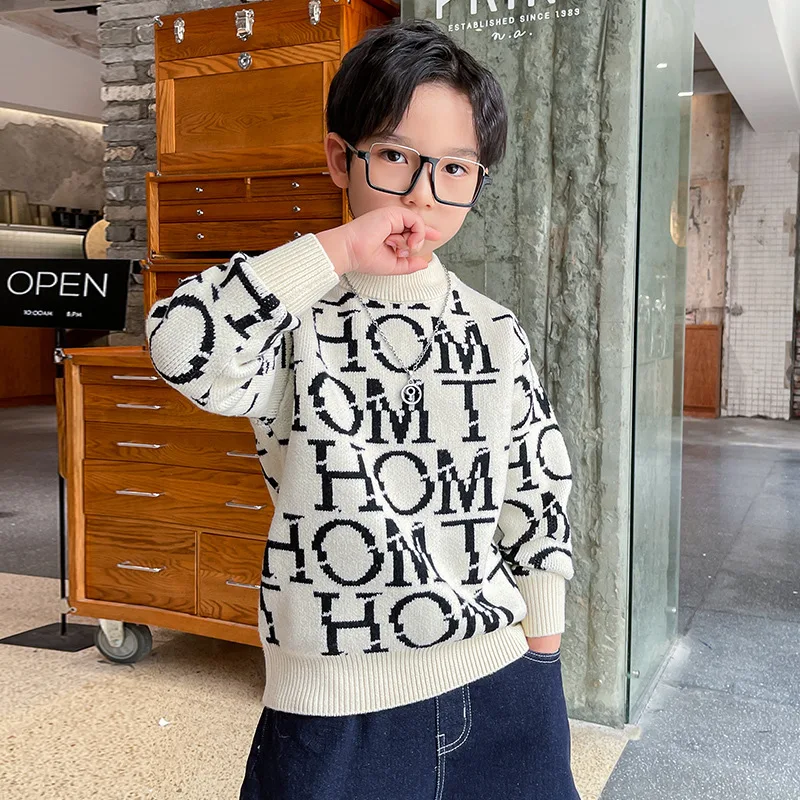 Autumn Spring Teenage Boys Sweater Baby Kids Knitwear Korean Fashion Print Long Sleeve Pullover Tops Children Knit Wear 4-14 Y
Autumn Spring Teenage Boys Sweater Baby Kids Knitwear Korean Fashion Print Long Sleeve Pullover Tops Children Knit Wear 4-14 Y