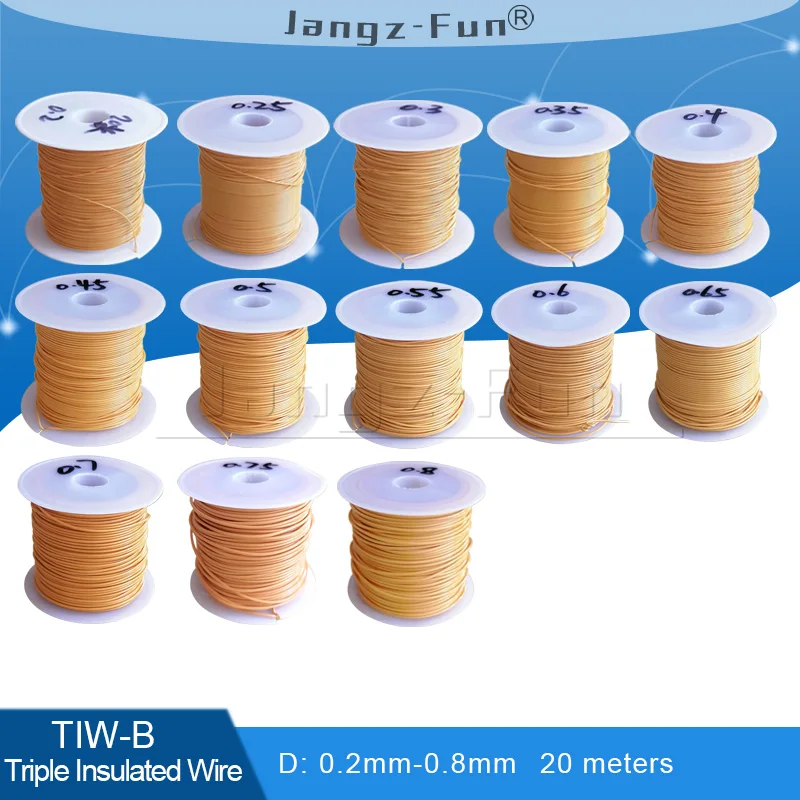 20meters Bare Copper Diameter 0.20mm-0.80mm Triple Insulated Wire TIW-B for Transformer Inductor Winding Wire
20meters Bare Copper Diameter 0.20mm-0.80mm Triple Insulated Wire TIW-B for Transformer Inductor Winding Wire