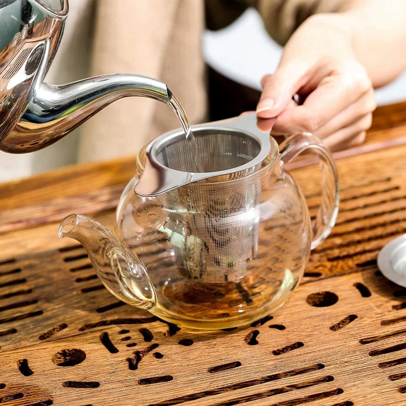 

Чайное ситечко премиум-класса с крышкой и двойной ручкой, Чайный фильтр из нержавеющей стали для чашки, чайник, горшки, чайные чаши