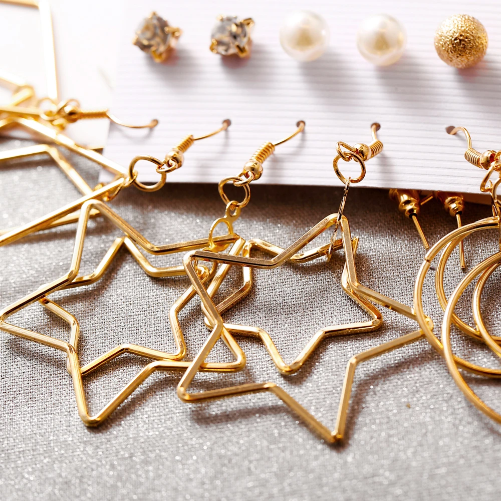 Creative Pearl Five-pointed Star Big Circle Hoop Earrings For Women Bohemian Earrings Set Female Minimalist Fashion Jewelry
Creative Pearl Five-pointed Star Big Circle Hoop Earrings For Women Bohemian Earrings Set Female Minimalist Fashion Jewelry