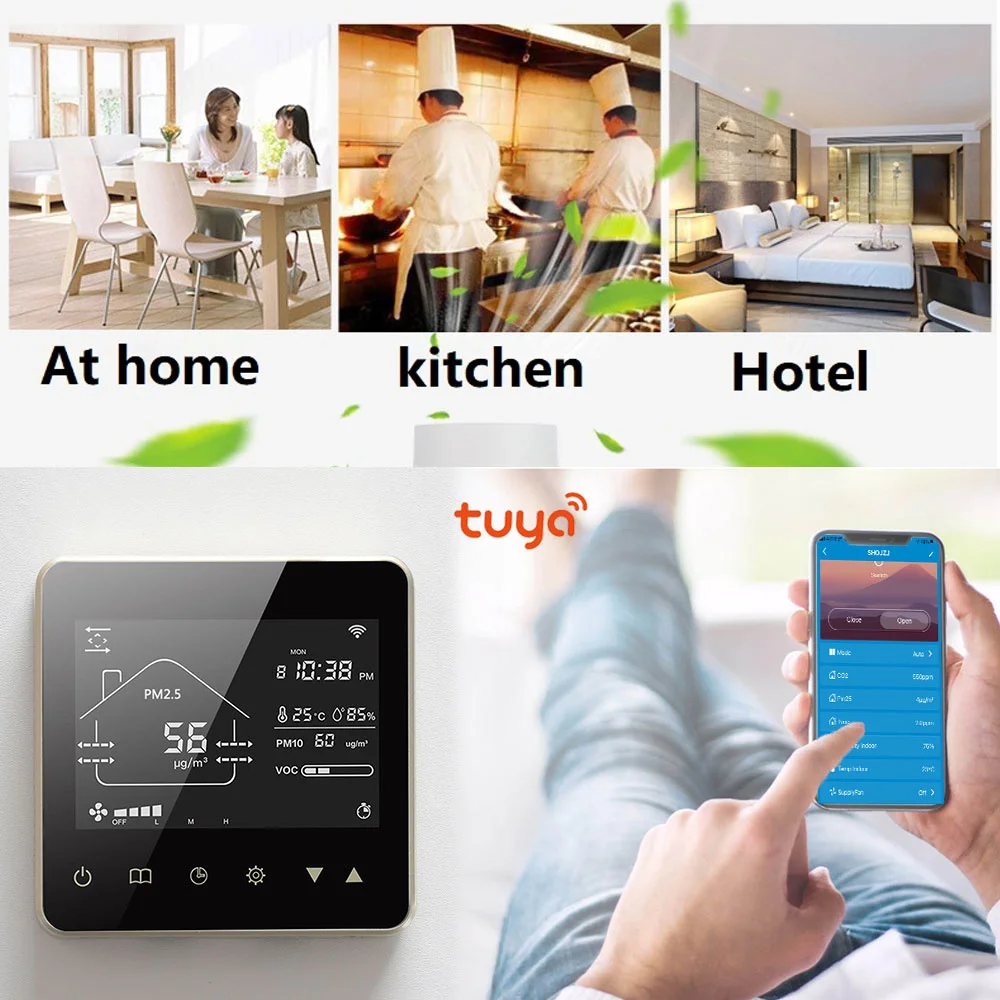 Tuya Smart Wifi Remote Control with CO2 PM2.5 Voc RS485 Intelligence Sensor for Hvac Ventilation Systems Air Controller
Tuya Smart Wifi Remote Control with CO2 PM2.5 Voc RS485 Intelligence Sensor for Hvac Ventilation Systems Air Controller