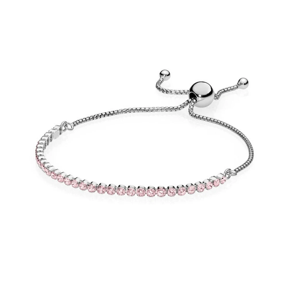 NEW 2018 New 100% 925 Sterling Silver Bracelet Pink Sparkling Strand Bracelet Pink CZ For Women of Fashion DIY Gift Jewelry 
NEW 2018 New 100% 925 Sterling Silver Bracelet Pink Sparkling Strand Bracelet Pink CZ For Women of Fashion DIY Gift Jewelry